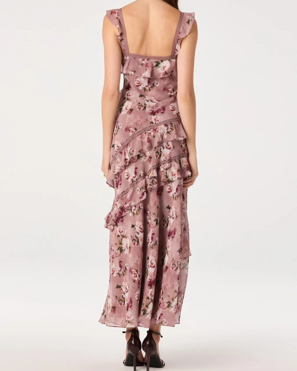 ASTR Megan Ruffle Maxi Dress | Mauve Floral