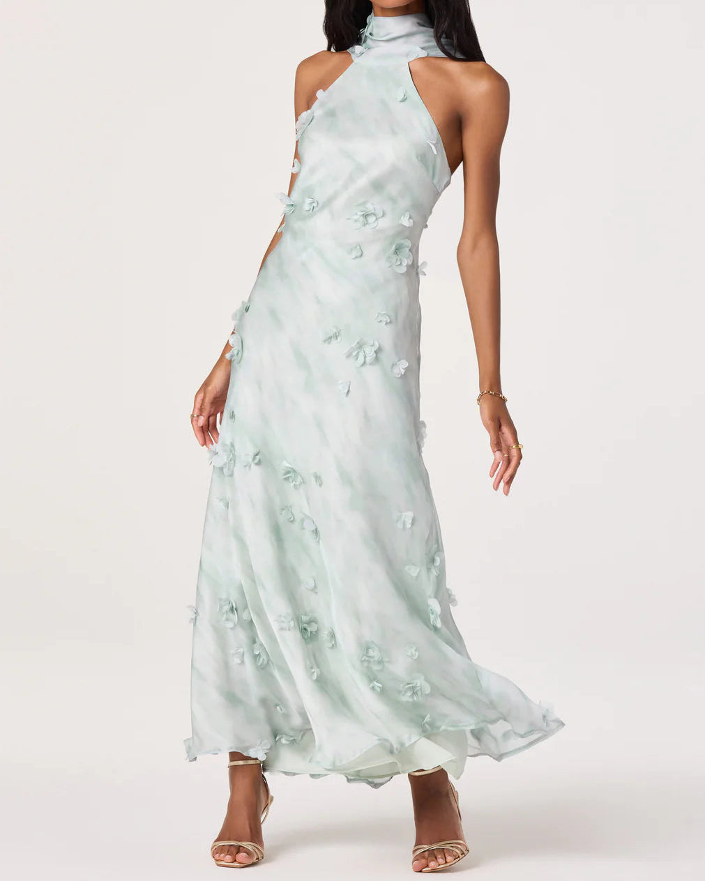 ASTR Ashley 3D Floral Maxi Dress | Seafoam