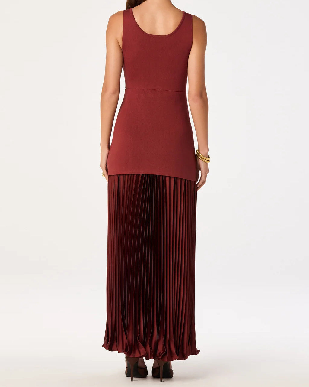 ASTR Adison Drop Waist Pleated Maxi Dress | Rust