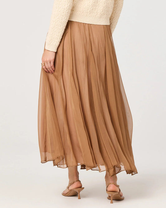ASTR Fiori Flared Godet Maxi Skirt | Walnut