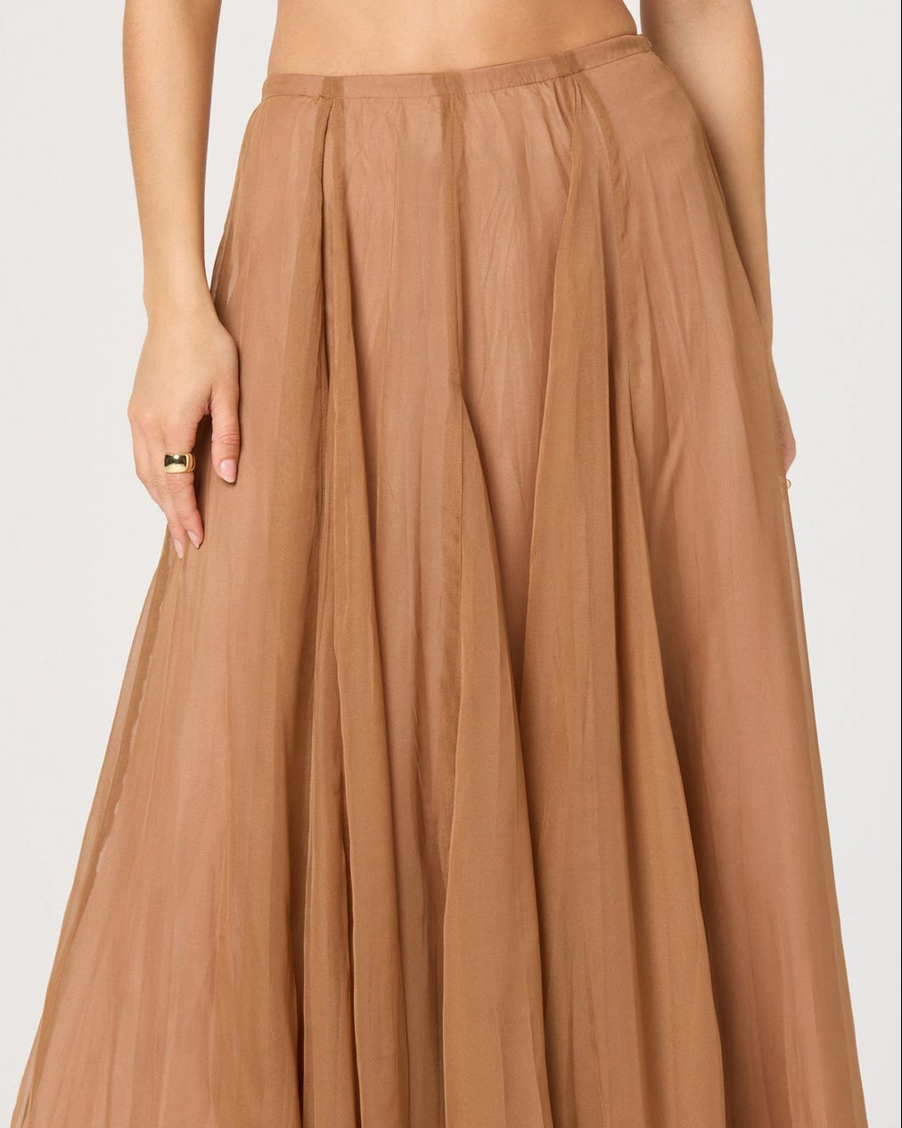 ASTR Fiori Flared Godet Maxi Skirt | Walnut