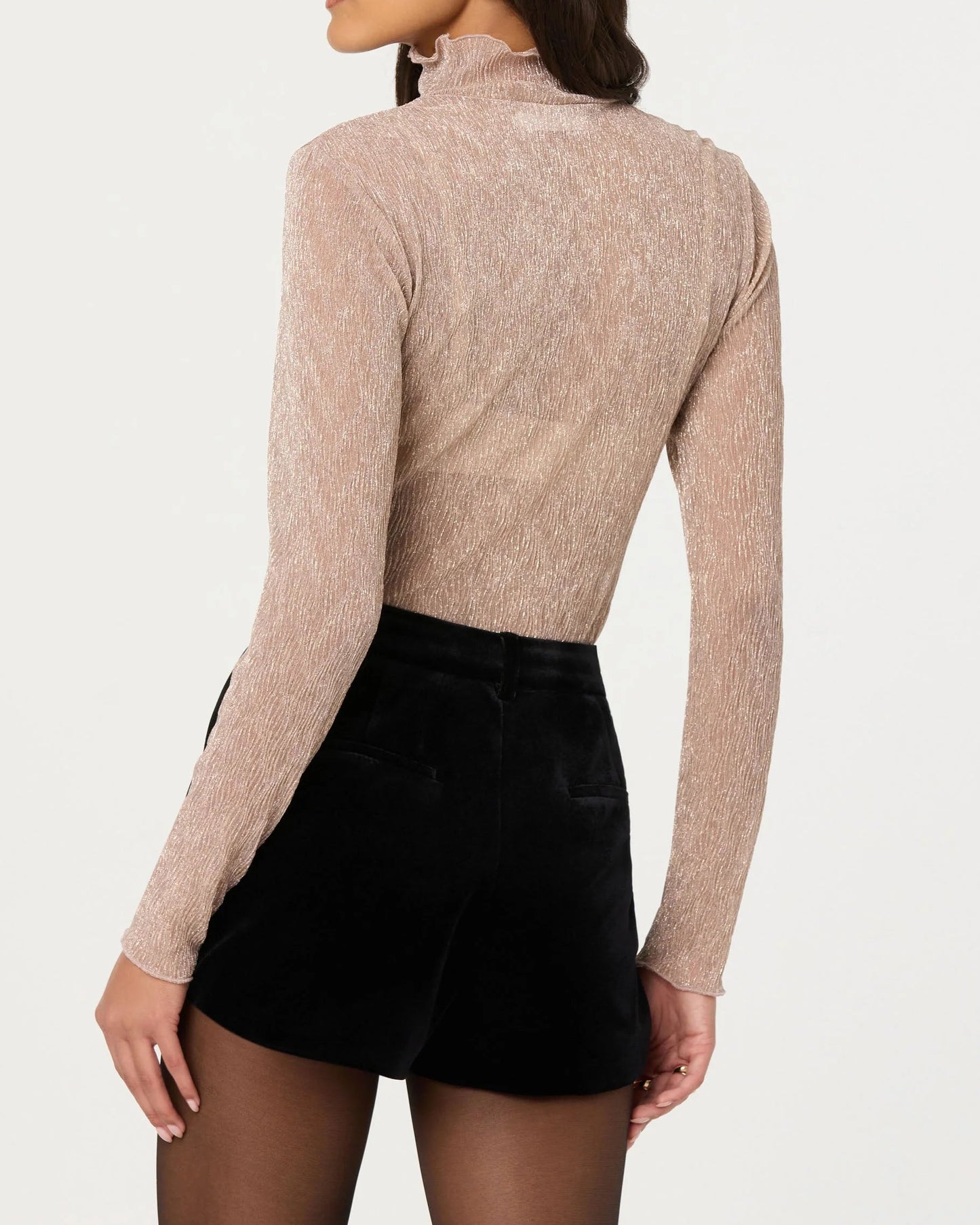 ASTR Kyra Sheer Metallic Top | Champagne