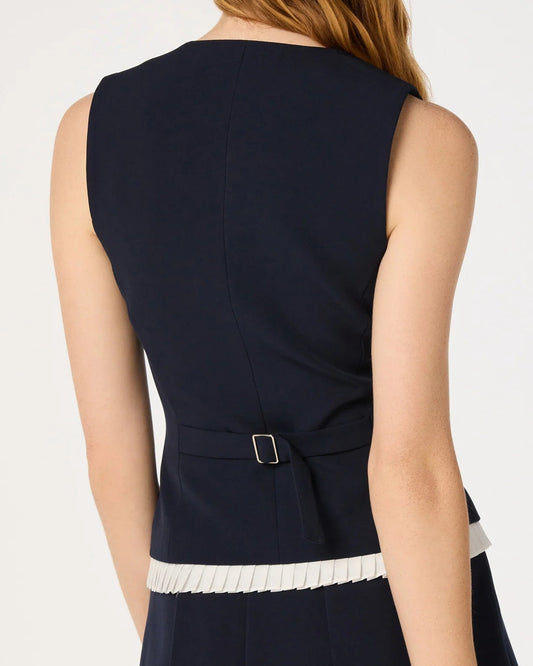 ASTR Kelson Pleated-Hem Button Vest | Navy