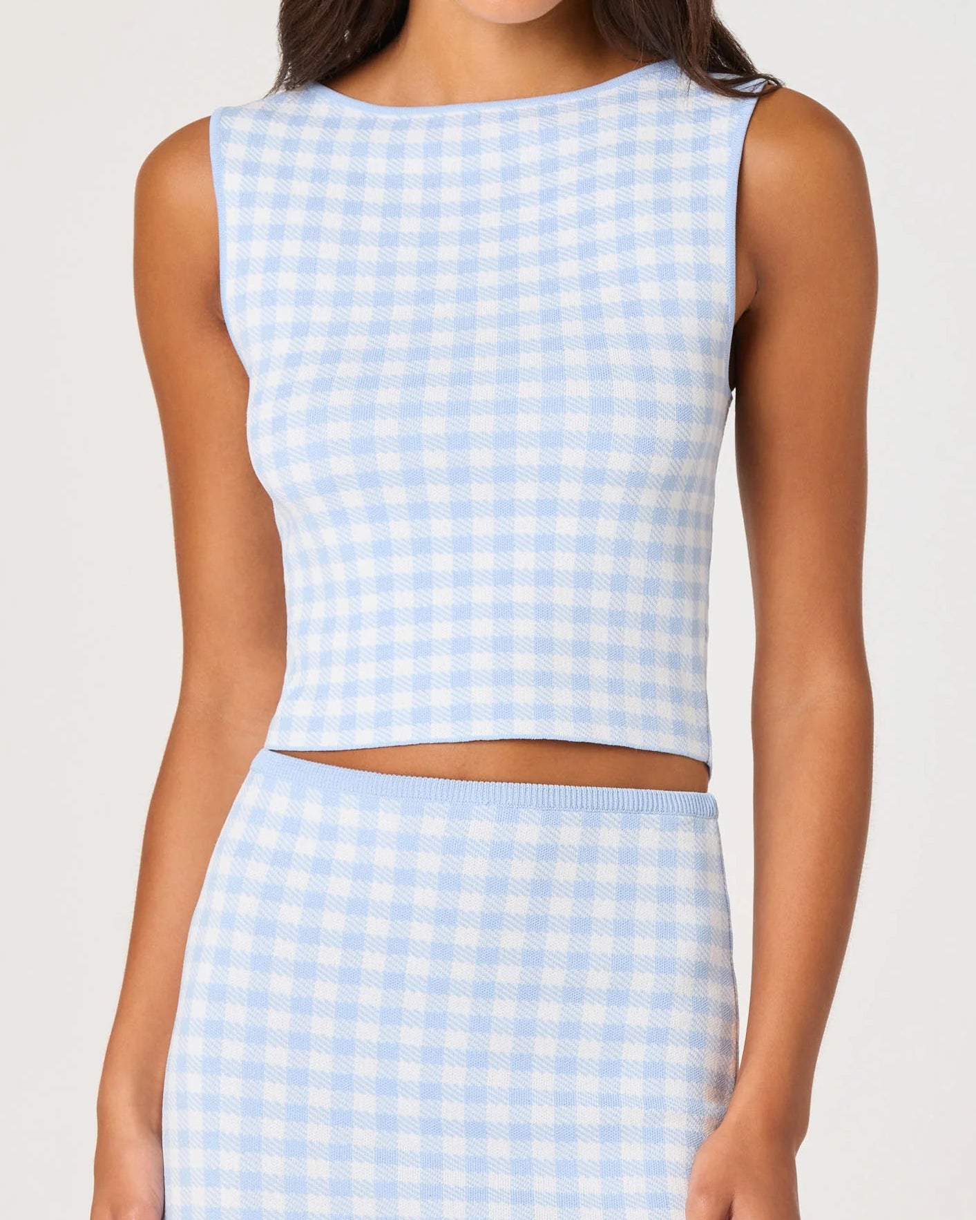 ASTR Babbett Gingham Knit Top