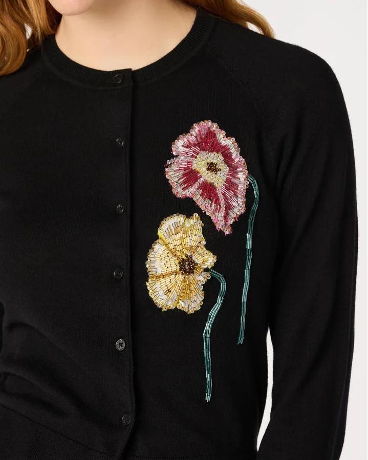 ASTR Alecia Beaded Floral Cardigan
