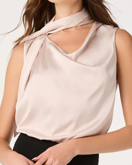 ASTR Sasha Cowl Neck Scarf Top | Champagne