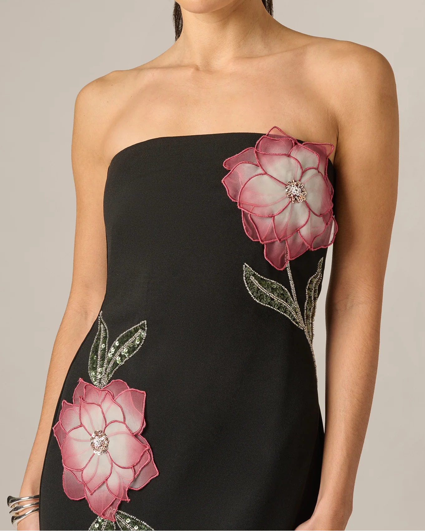 Adrianna Strapless Lotus Floral Mini Dress | Black Multi