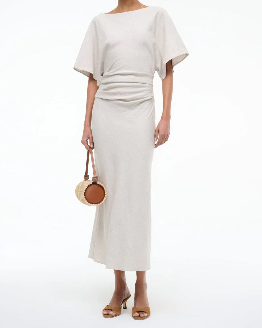 Staud Amelie Linen Midi Dress | Natural