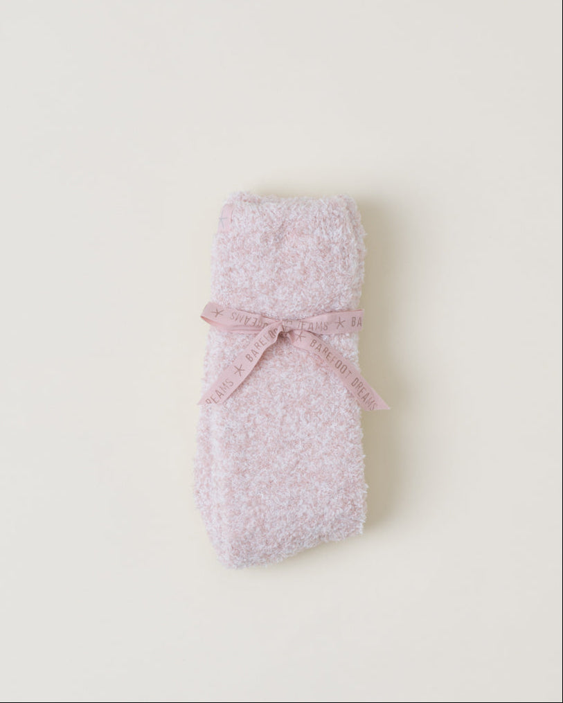 Barefoot Dreams CozyChic Heathered Socks | Dusty Rose/White