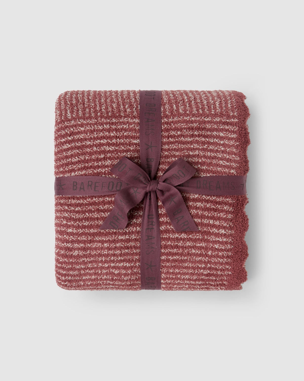 Barefoot Dreams Scallop Stripe Throw | Canyon Rose/Cream