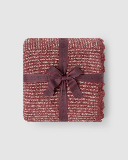 Barefoot Dreams Scallop Stripe Throw | Canyon Rose/Cream