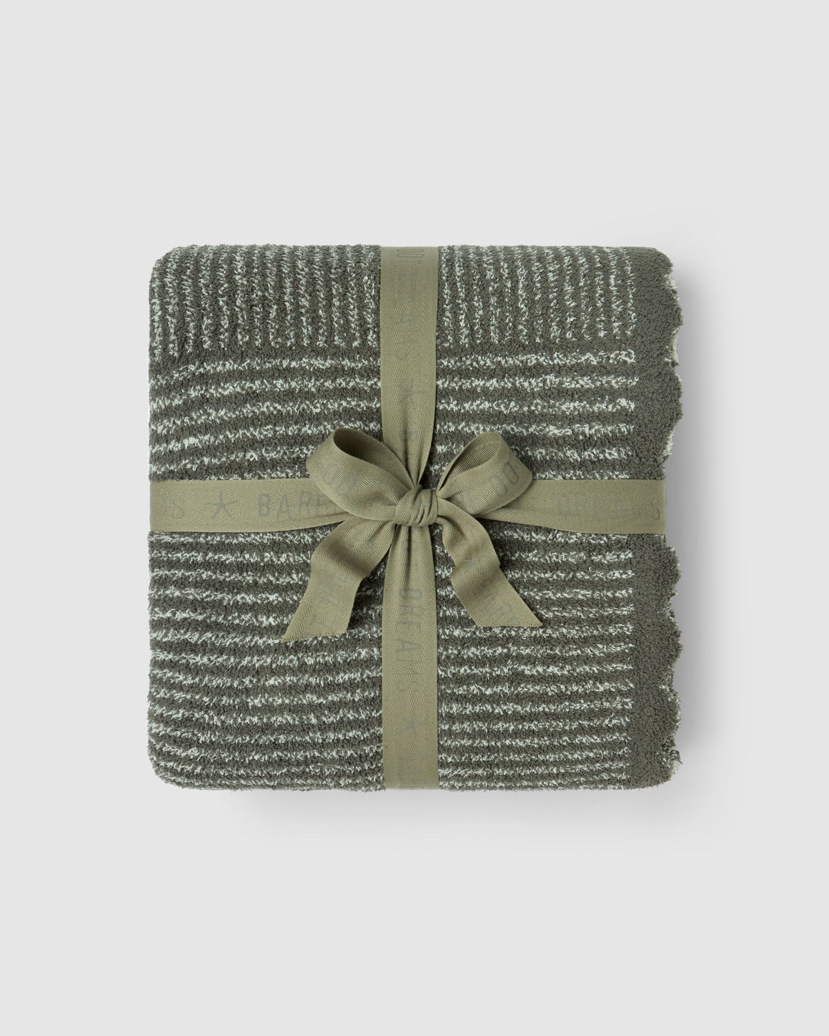 Barefoot Dreams Scallop Stripe Throw | Olive Branch/Cream