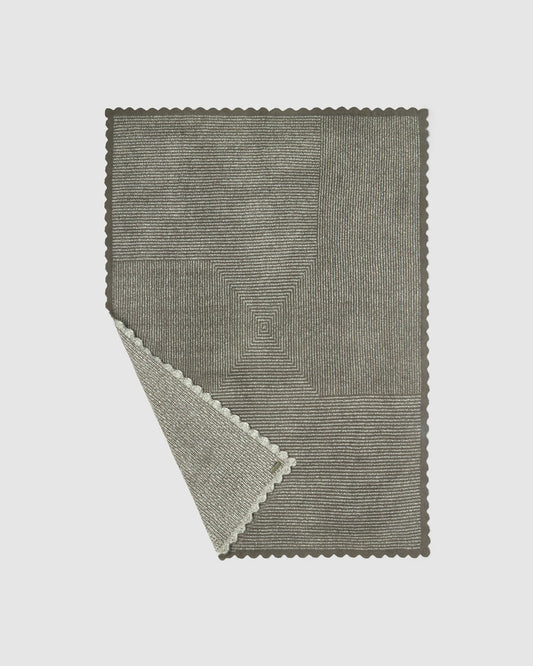 Barefoot Dreams Scallop Stripe Throw | Olive Branch/Cream