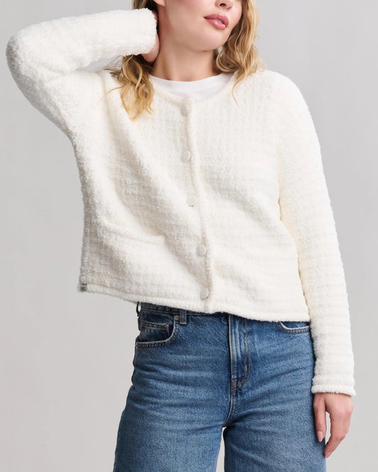 Barefoot Dreams CozyChic Textured Button Front Cardigan | Pearl