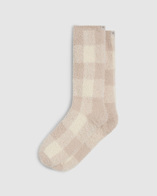 Barefoot Dreams Buffalo Plaid Socks | Stone Multi