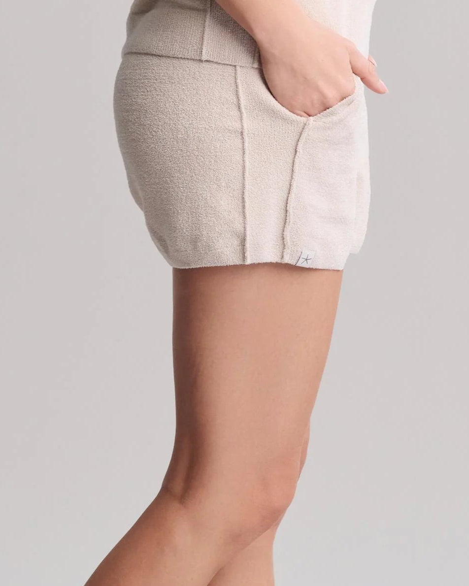 Barefoot Dreams CozyChic Rib Inset Shorts | Stone