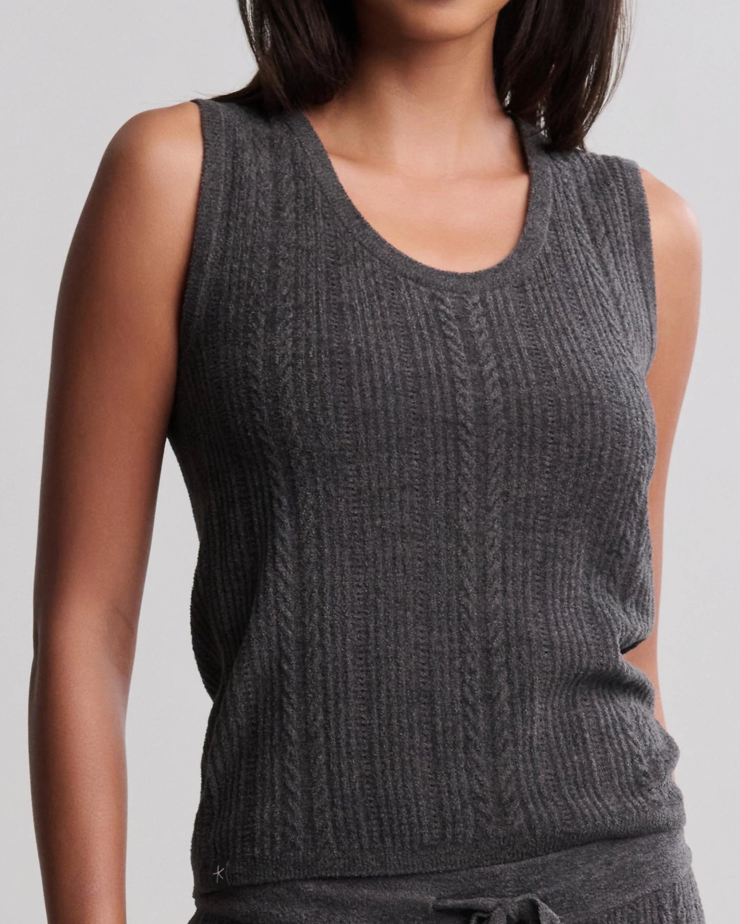 Barefoot Dreams CozyChic Cable Knit Tank | Carbon