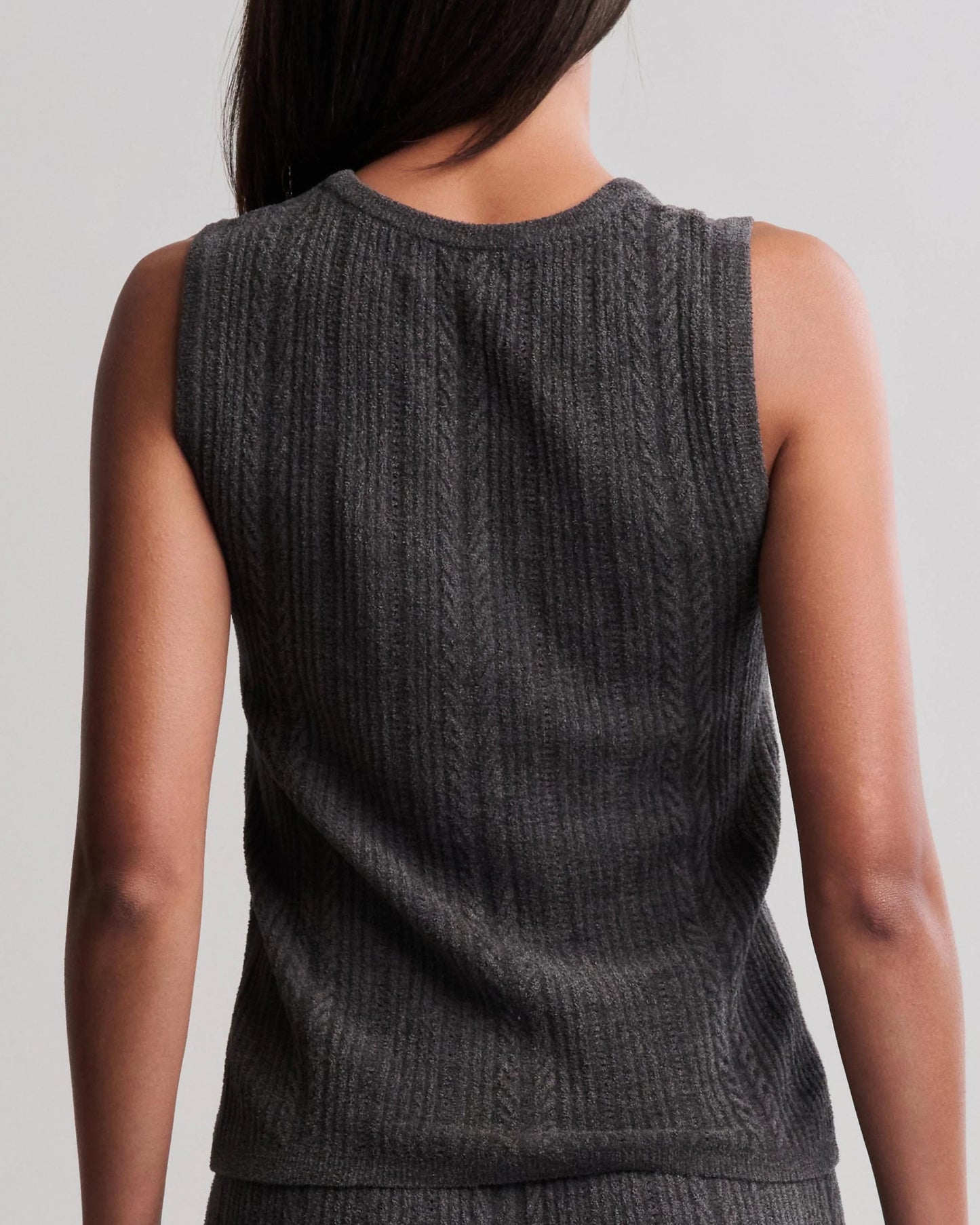 Barefoot Dreams CozyChic Cable Knit Tank | Carbon