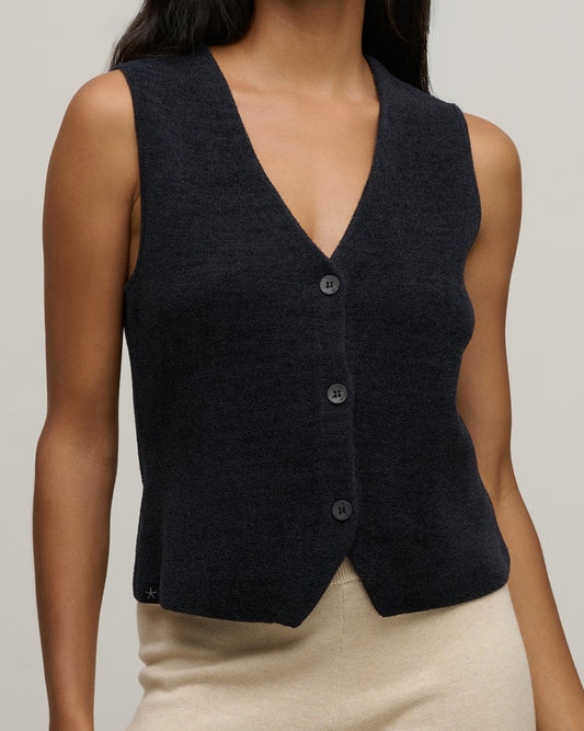 Barefoot Dreams Button Front Vest | Black