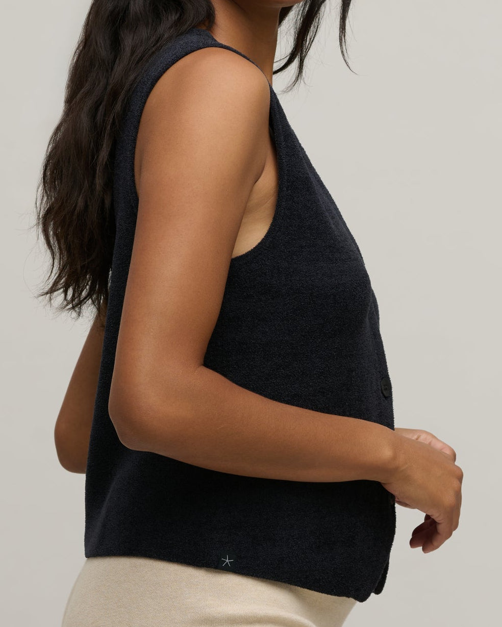 Barefoot Dreams Button Front Vest | Black