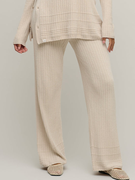 Barefoot Dreams Textured Hem Rib Pant | Stone
