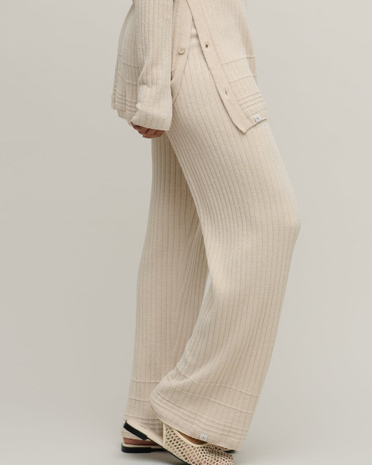 Barefoot Dreams Textured Hem Rib Pant | Stone