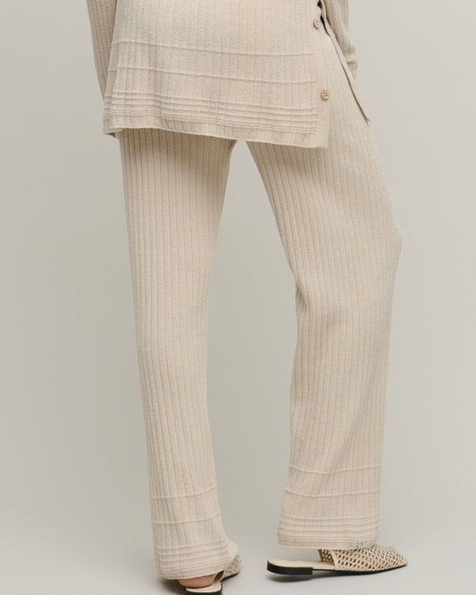 Barefoot Dreams Textured Hem Rib Pant | Stone
