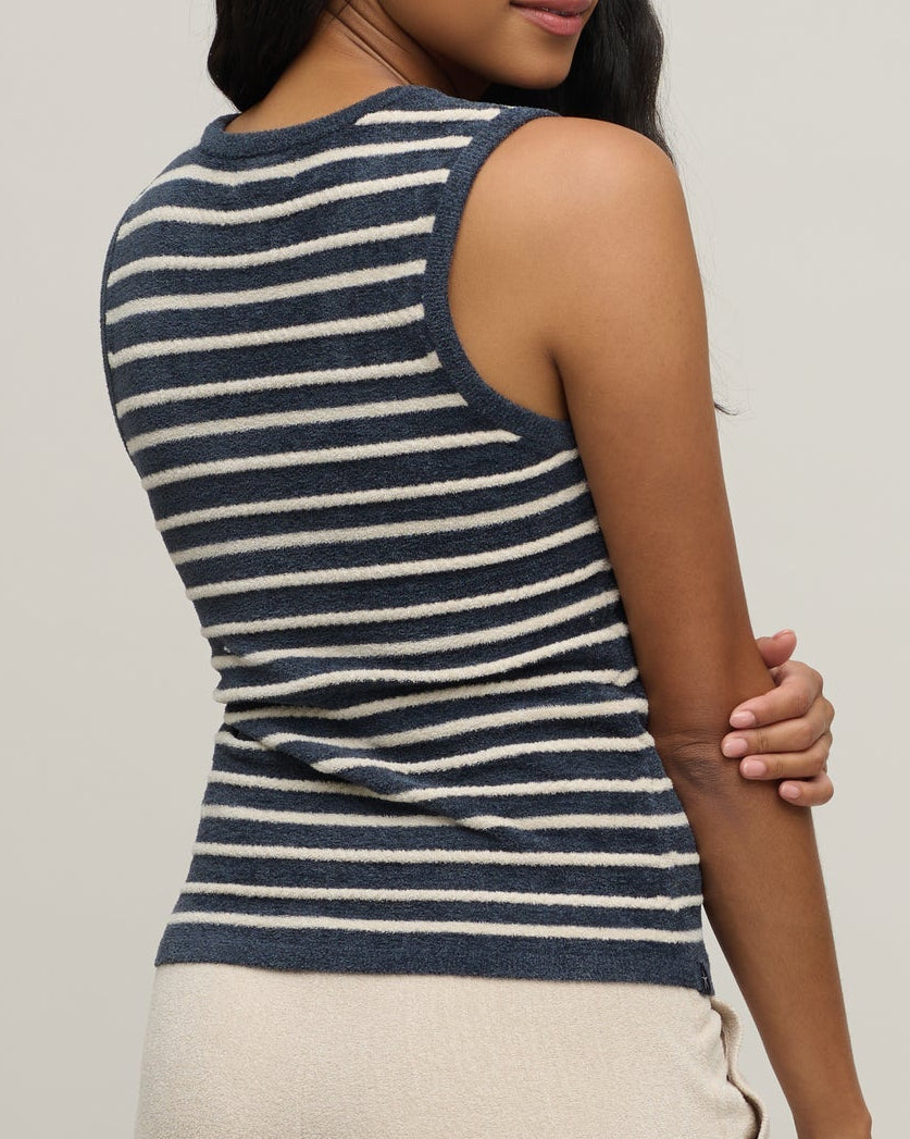 Barefoot Dreams Contrast Rope Stripe Tank | Indigo/Stone