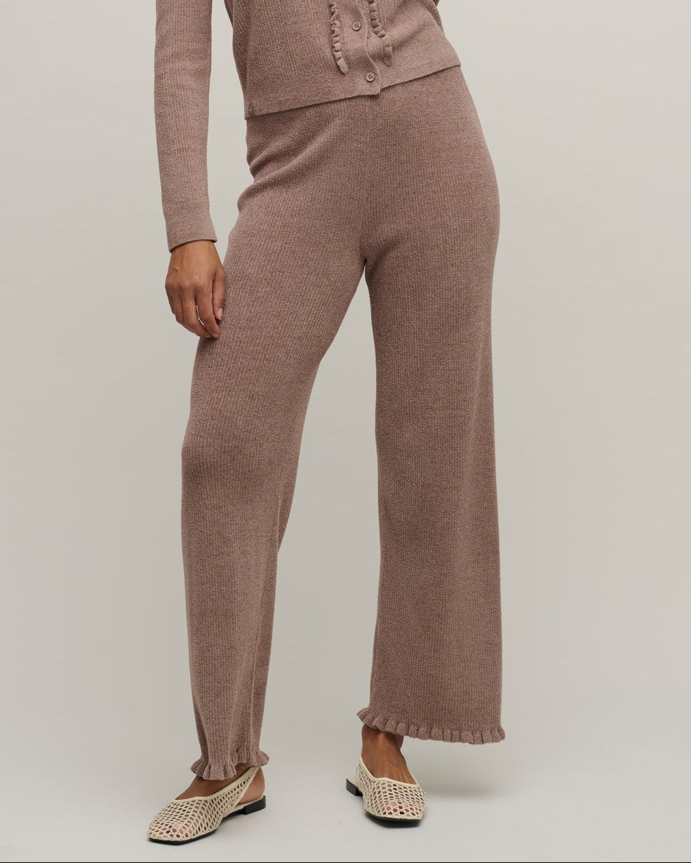 Barefoot Dreams Rib Ruffle Hem Anke Pant | Sable