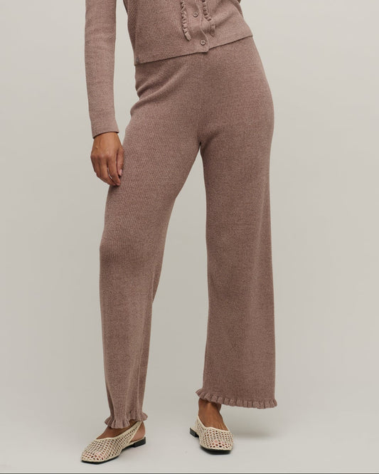 Barefoot Dreams Rib Ruffle Hem Anke Pant | Sable