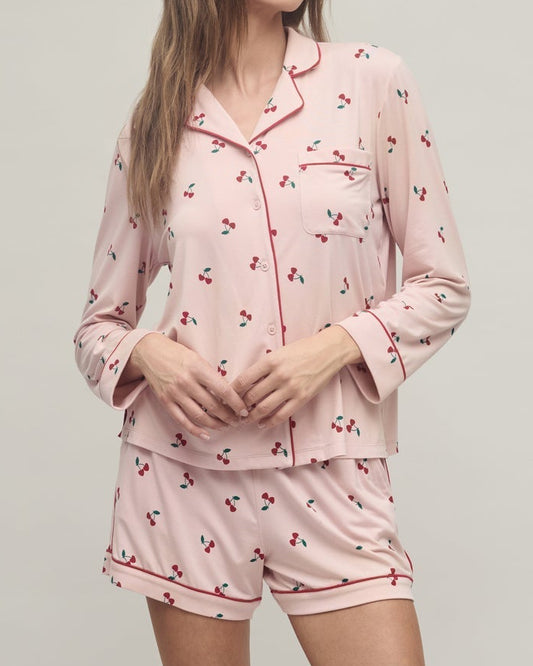 Barefoot Dreams Malibu Collection Cherry Print Pajama Set