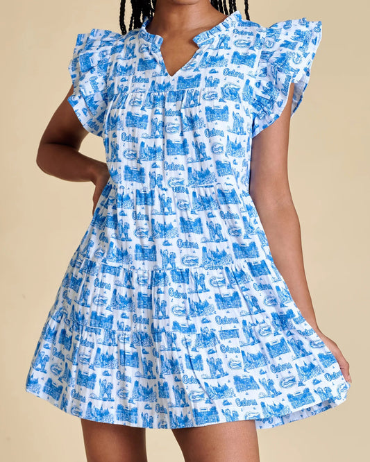 Stewart Simmons Team Toile Flutter Sleeve Dress | Florida Gators