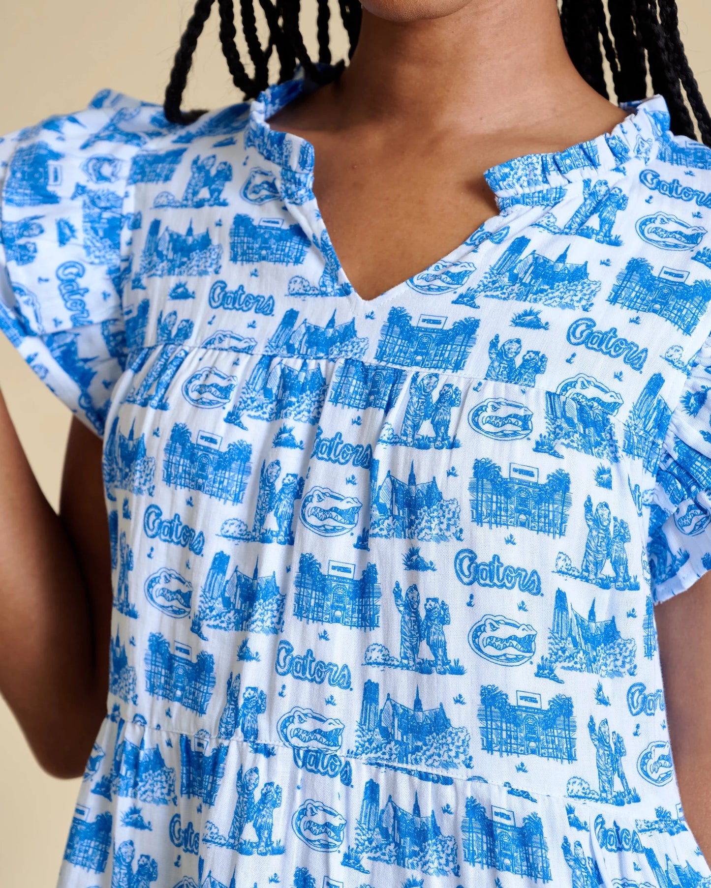 Stewart Simmons Team Toile Flutter Sleeve Dress | Florida Gators