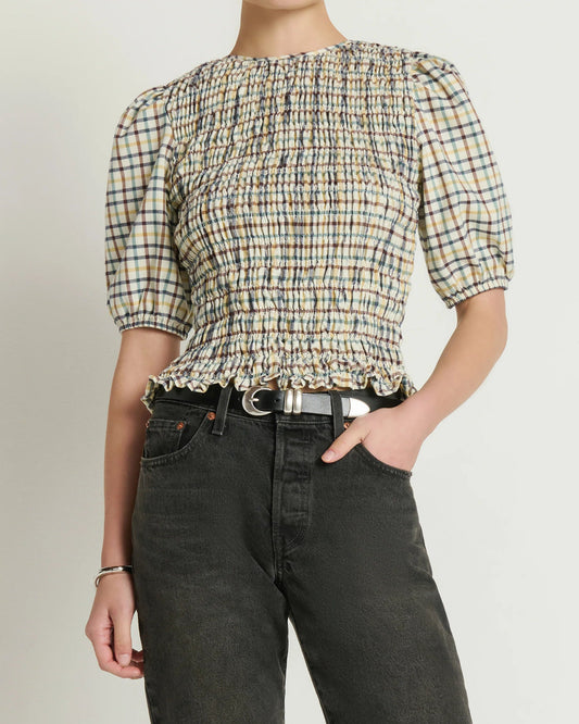 Nation Brinley Smocked Top | Multi Color Plaid