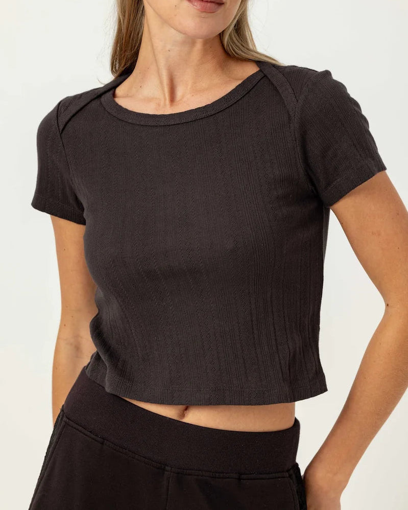 Sundays Pointelle Baby Brother Tee | Espresso