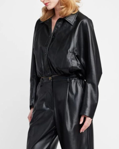 Self Contrast Blaze Crop Bomber Jacket | Black