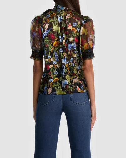 Alice + Olivia Brentley Puff Sleeve Blouse | Social Hour Black