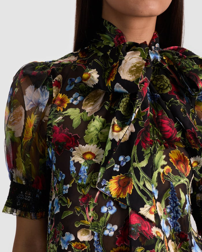 Alice + Olivia Brentley Puff Sleeve Blouse | Social Hour Black