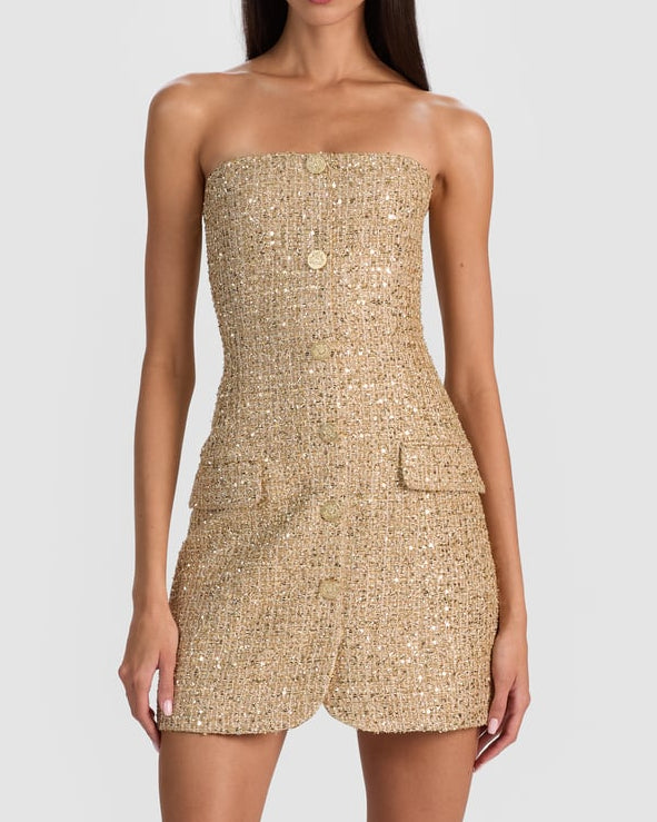 Alice + Olivia Madison Mini Blazer Dress | Pale Gold