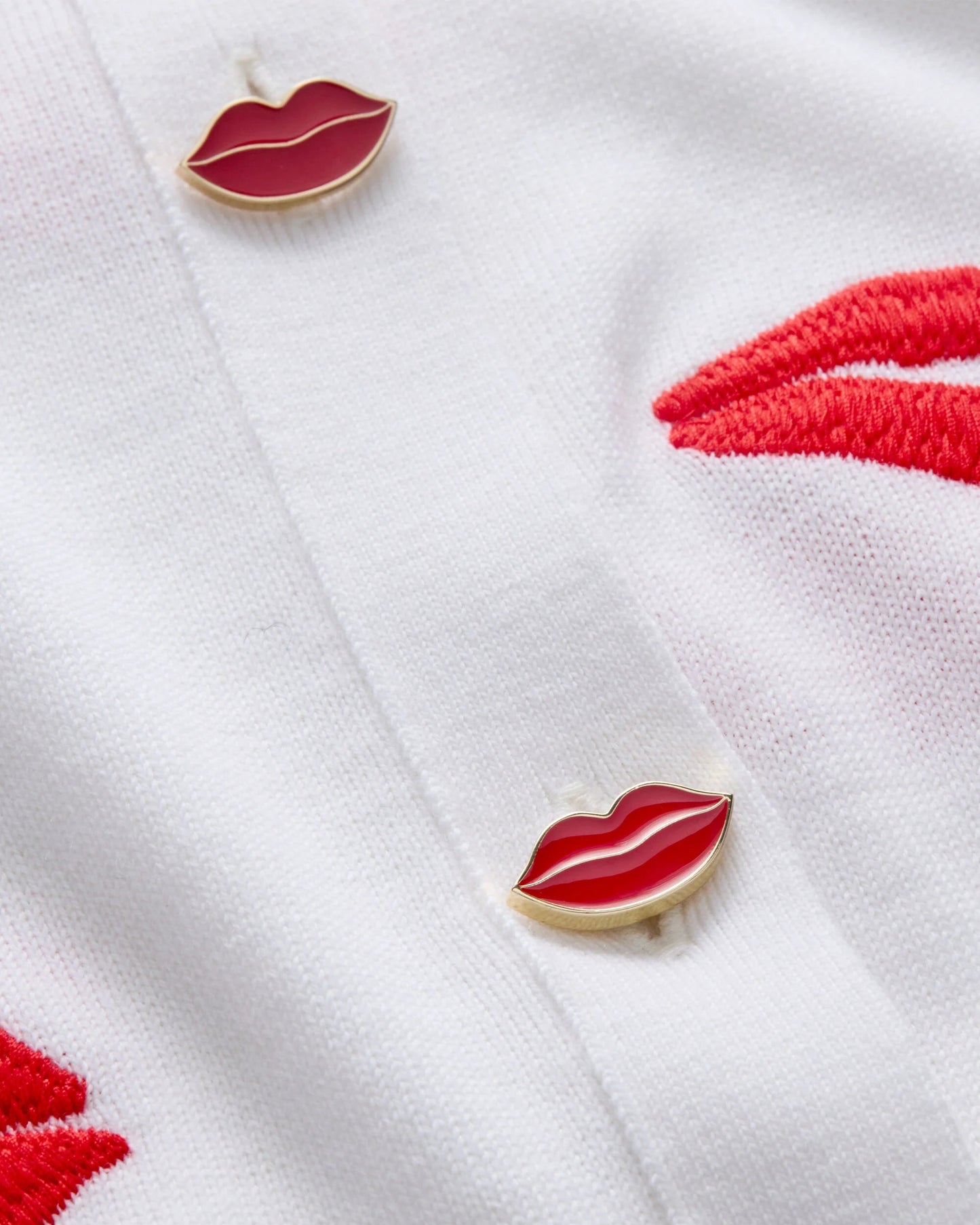 Alice + Olivia Daroda Lip Cardigan | Soft White Multi