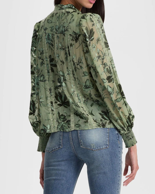 Alice + Olivia Arlette Blouse | Mystic Garden Sage