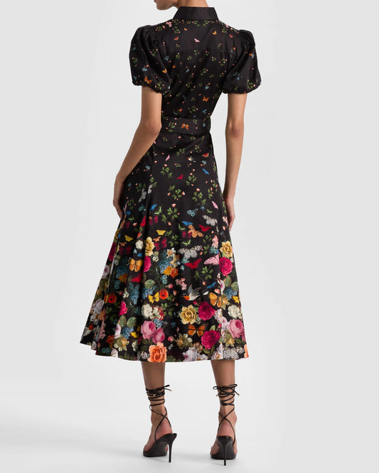 Alice + Olivia Henrietta Belted Midi Dress | Solar Strength Black