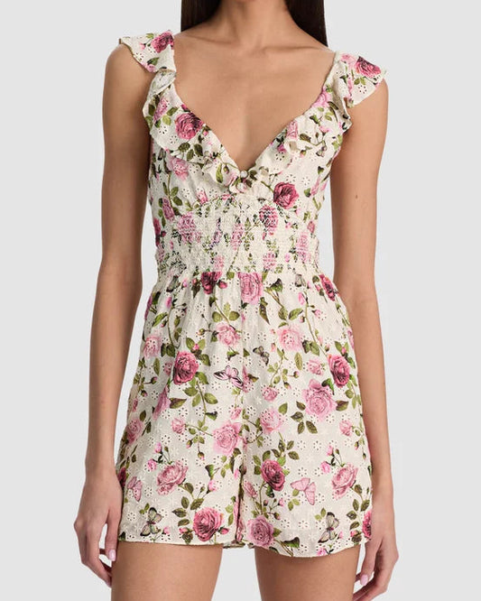 Alice + Olivia Gemma Romper | Garden Gossip Off White