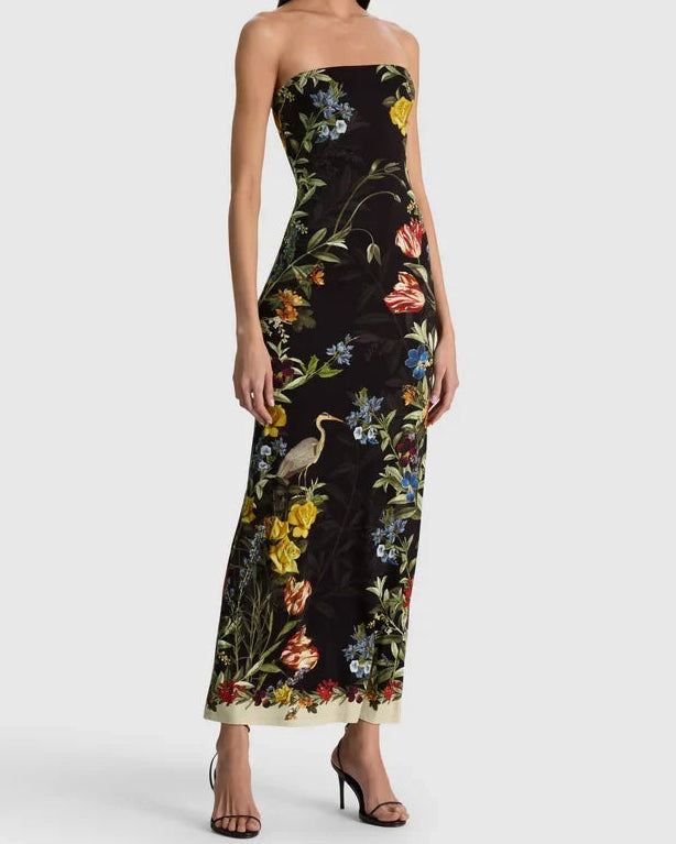 Alice + Olivia Delora Strapless Midi Dress