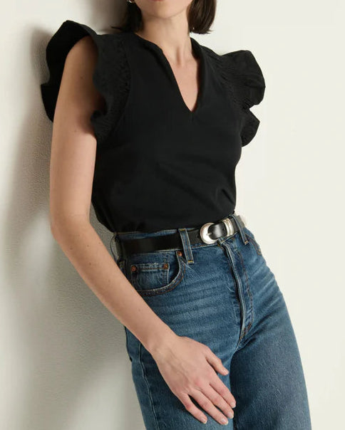 Nation Christa Ruffle Top | Jet Black