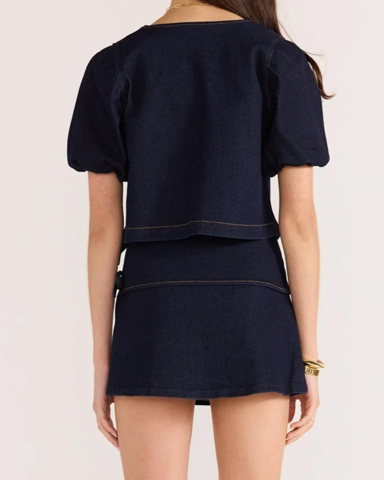 Mink Pink Camilla Denim Tie Crop Top