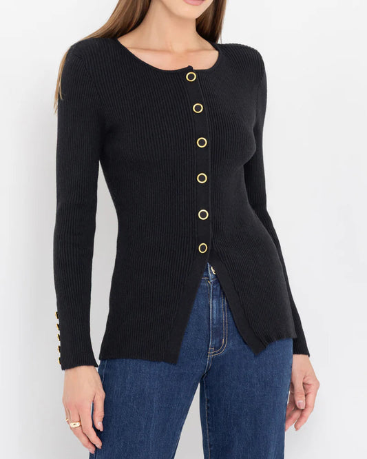 Generation Love Cherish Rib Cardigan | Black