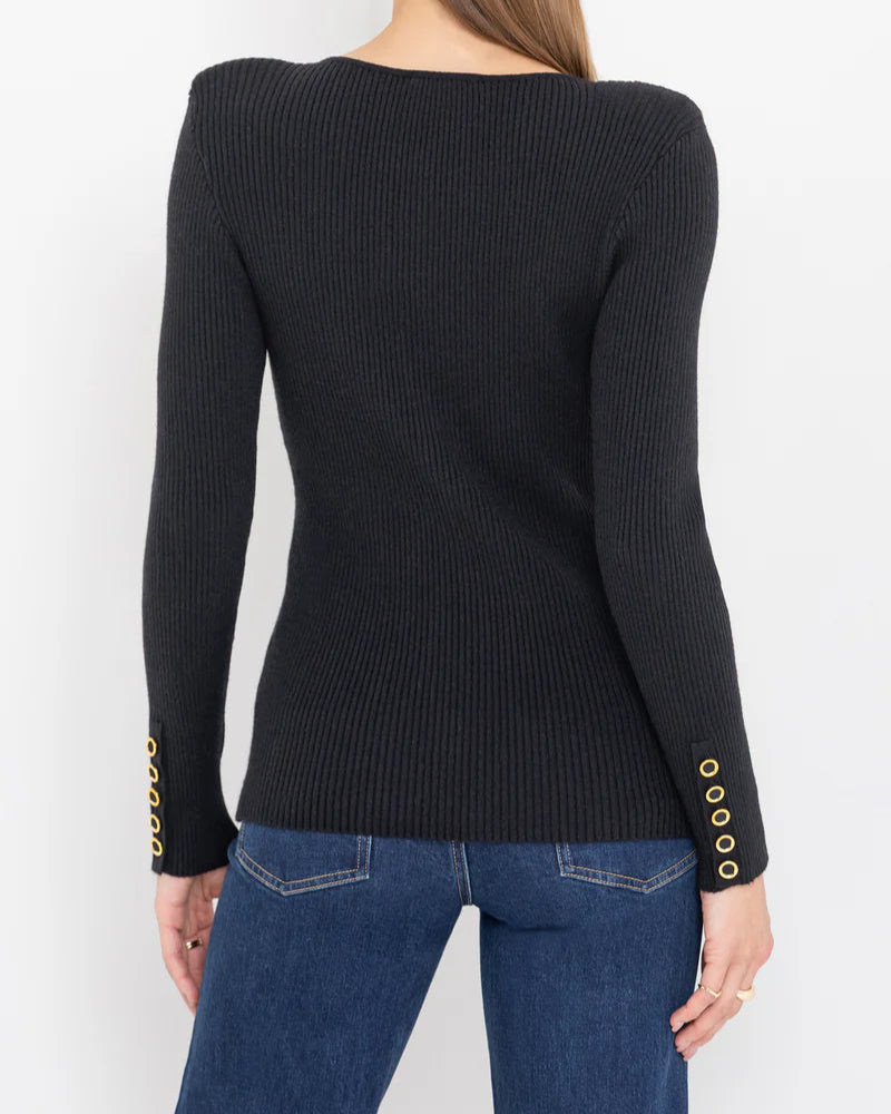 Generation Love Cherish Rib Cardigan | Black