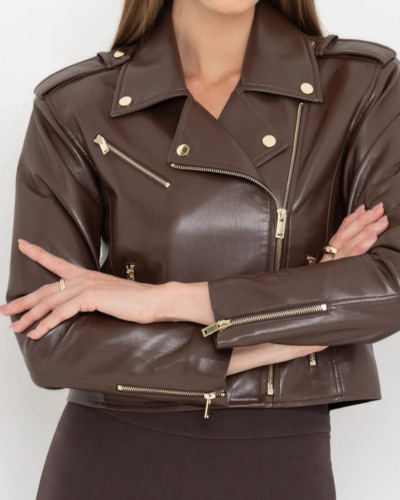Generation Love Cosita Vegan Leather Jacket | Mahogany