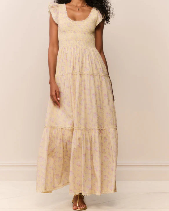 Love Shack Fancy Chessie Blooming Floral Maxi Dress | Lemon Spritz